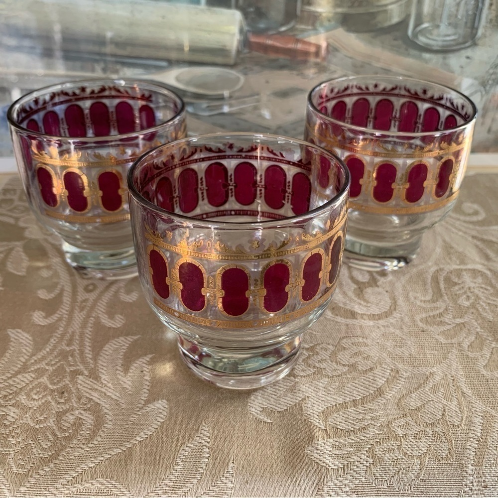 Vintage Culver Ltd. Footed Set of 3 Glasses